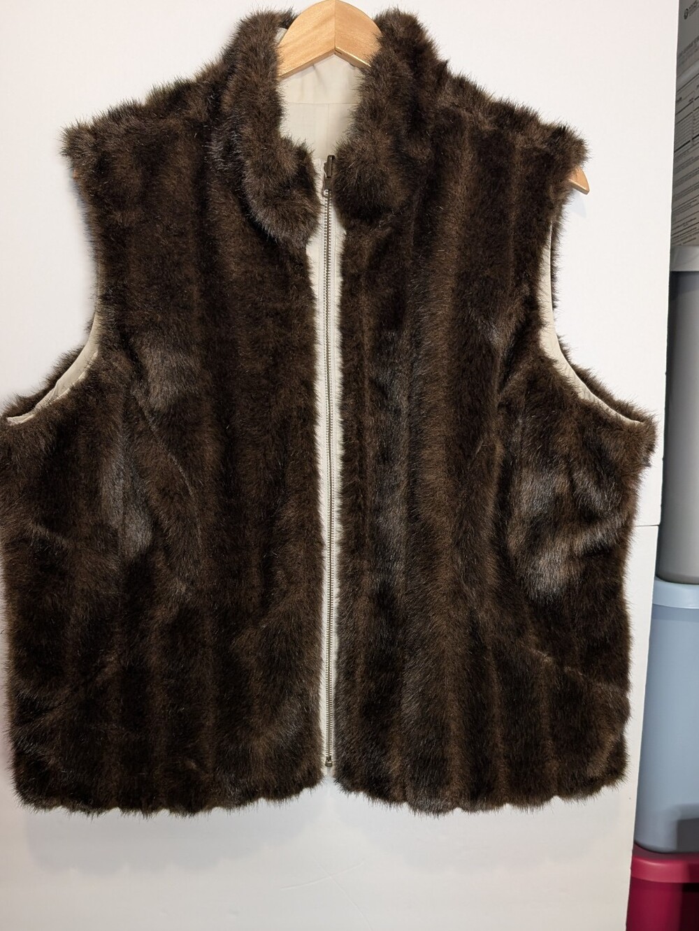 Tribal Reversible Faux Fur Vest. Size XL